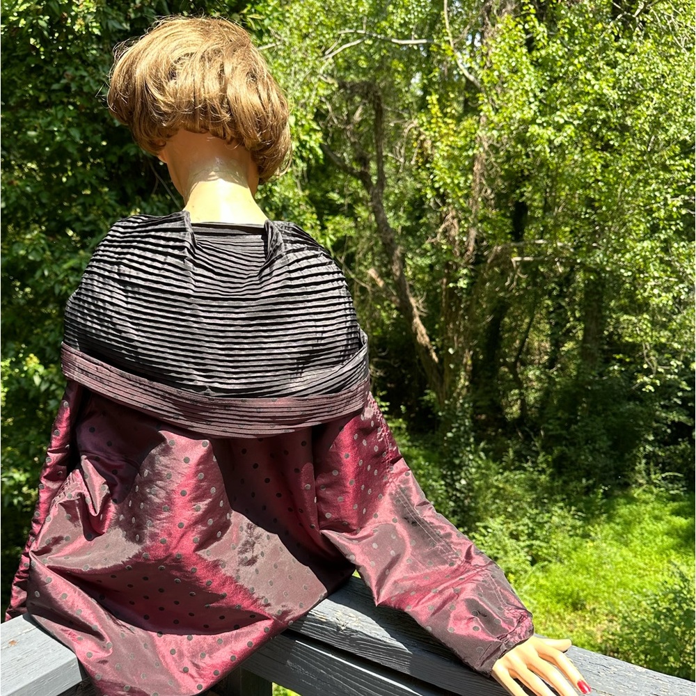 Boho Dotted Whimsigoth Witchy Reversible Hooded Boutique Rain Jacket by UbU ~ M - Picture 6 of 16